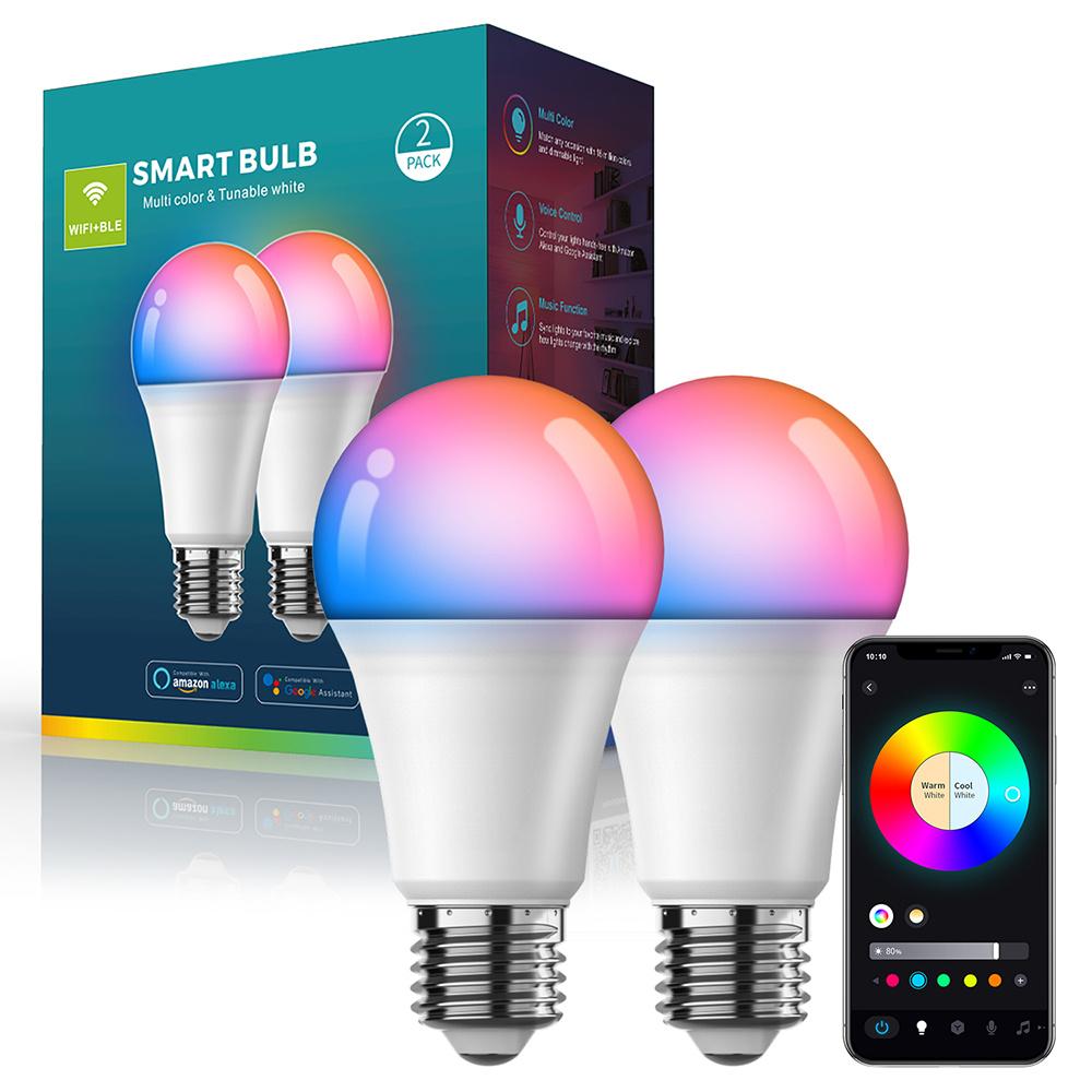 ZJ-BWBL1H-RGBWW-2P 2PCS Voice 220V LED Bulbs WiFi Bluetooth-compatible 2.4G 10W Smart Lamp Bulbs