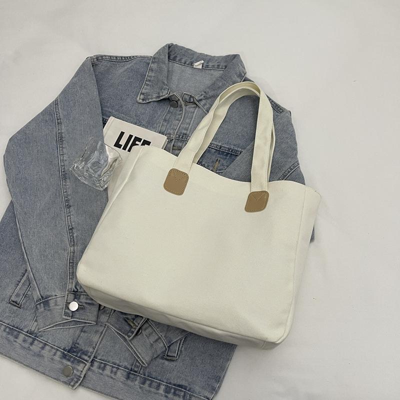 Canvas Tote Bag Student Class Shoulder Bag Large Capacity Commuter Handbag