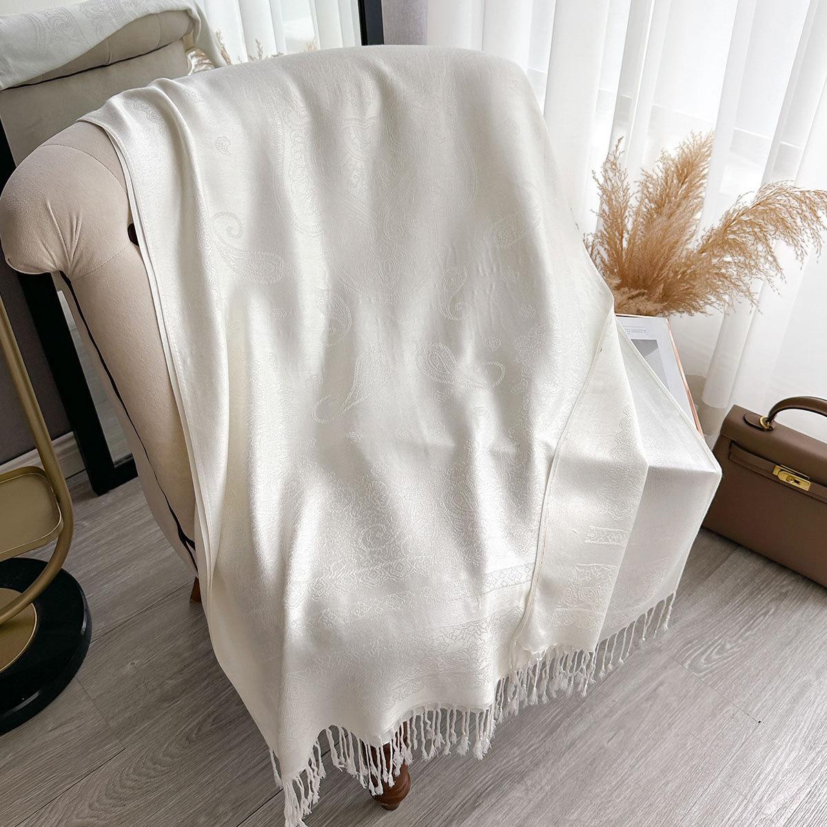 

New Cashew Print Autumn and Winter Double-sided Imitation Cashmere Scarf Winter Warm Shawl Women білий