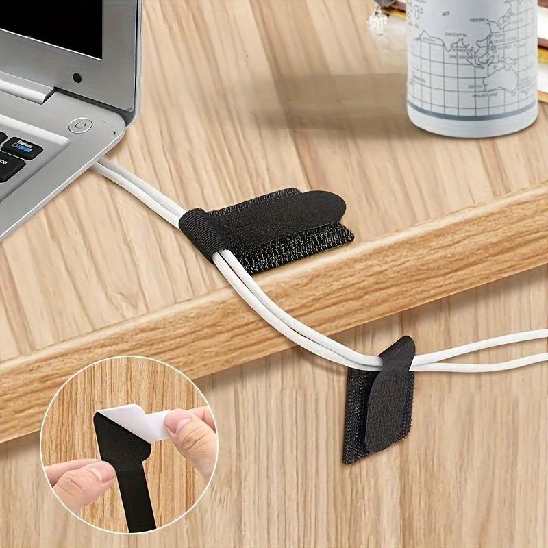 20pcs Nylon Cable Management Clips - Black & White, Desk Organizer for Data and Computer Cables desktop organizer office