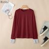 Women Casual Round Neck Loose Long Sleeve Tee Tops