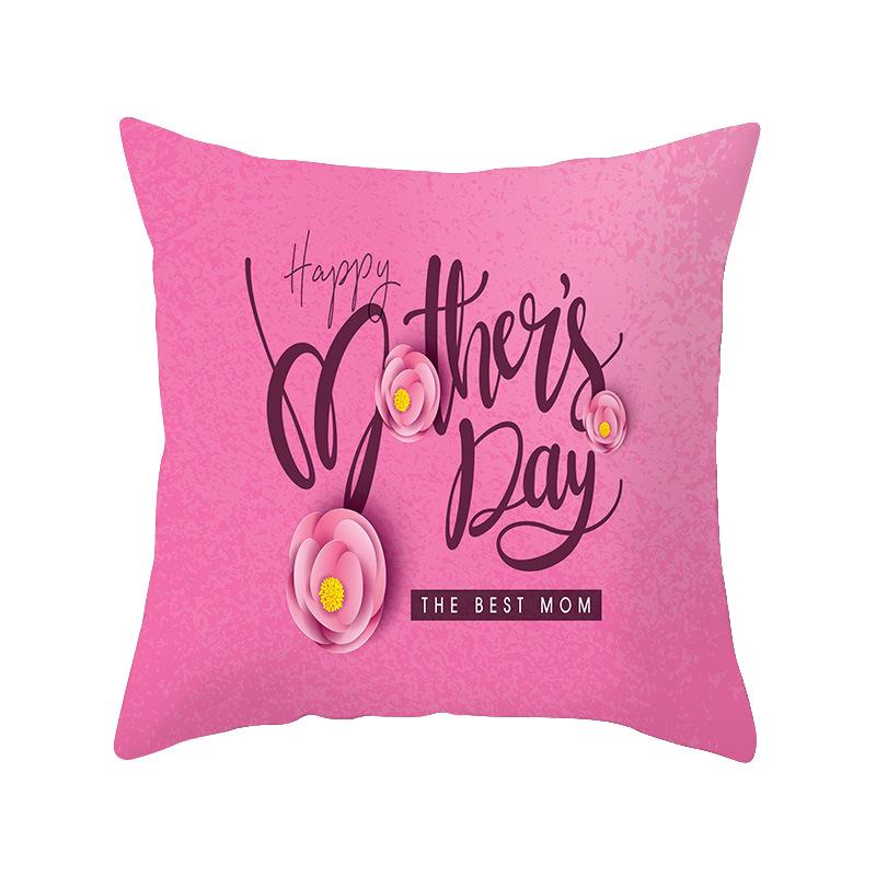 New Mother's Day Text Love Pillow Cover Peach Skin Polyester Print Pillow Cushion Cover