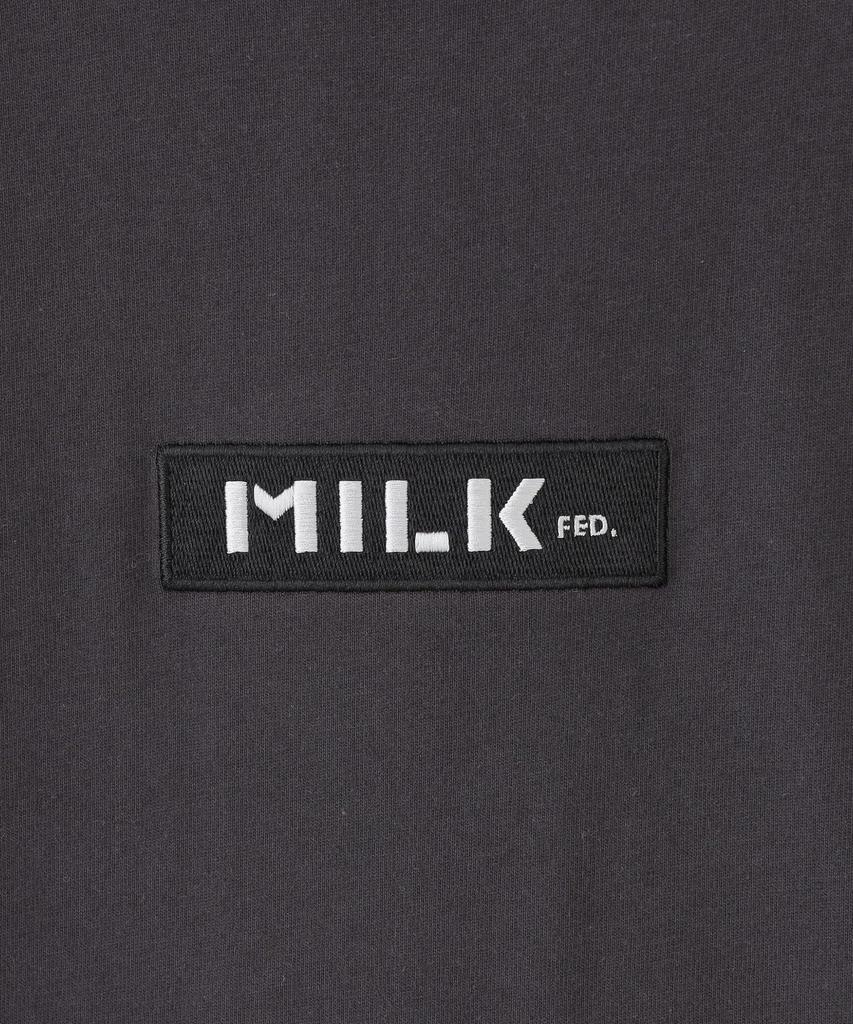 Milkfed Casual Embroidery Bar Wide Shorts Charcoal Women's Tee,
