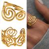 Elegant Swirl Designs 18K Gold Plated Stainless Steel Ring Jewelry For Women Accessory Finger Accessories