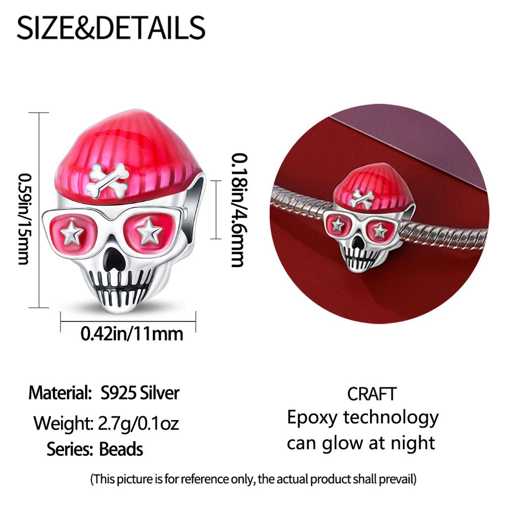 Charms Original Copper Plated Hardman Skull Beads Fit Bracelet Diy Fine Gift Women Delicate Jewelry Accessory