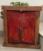 Antique Hand-Painted Krishna Wooden Window Frame: Indian Religious Decor