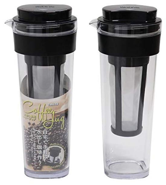 

TAKEYA Slim Jug Набор из 1100 мл Кофе Горизонтальная Банка Выдерживает Горячее Легко для Ячменного Чая Кофе Холодного Приготовления [Официальный Takeya] 2, Черный, Кувшин, Подставка, Вода, Чистый,