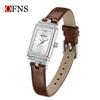 OFNS Women's Luxury Square Leather Strap Watch - Waterproof Quartz with Diamond Detailing