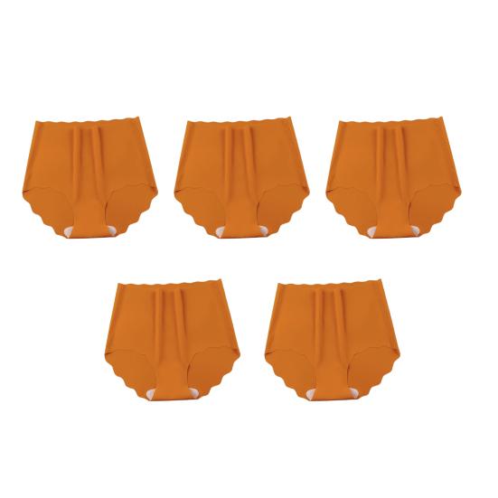 

5 шт. женского бесшовного нижнего белья с высокой посадкой, невидимые стрейчевые трусики-хипстеры из ледяного шелка с волнистым боком L