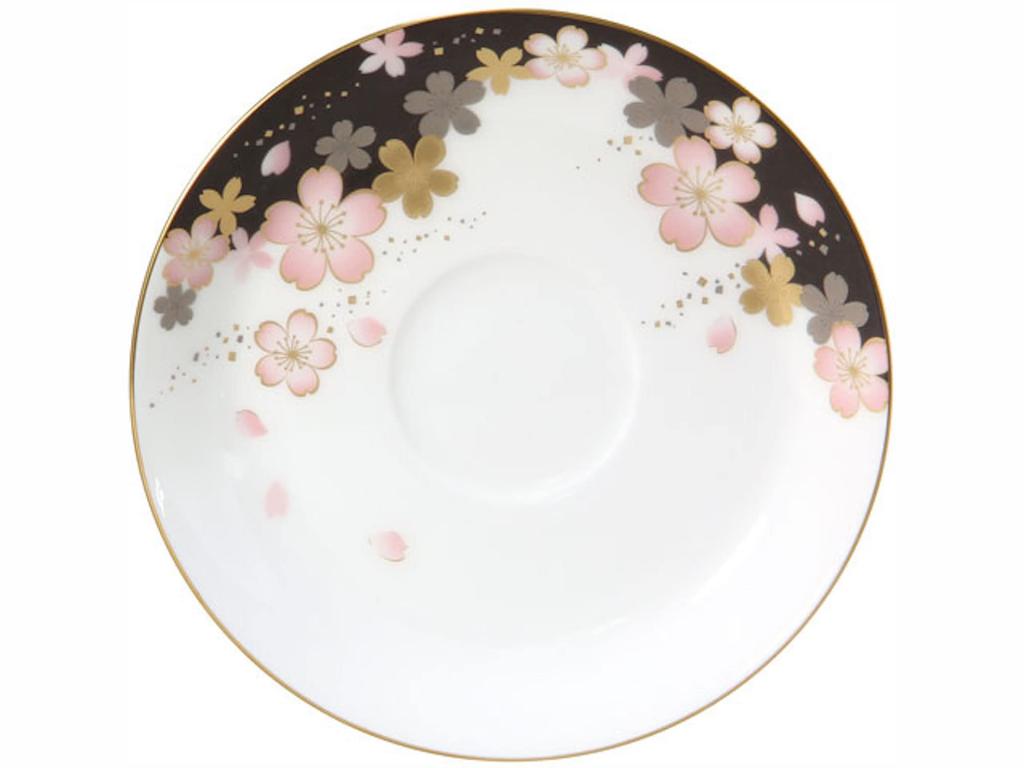 Okura Art Pottery Sakura Series 2nd Edition "Yuzen Sakura" Cup & Saucer, Coffee/Tea, Approx. 235cc, Made In Japan, 1c/a682-2