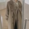 Women's Woolen Coat Mid Length Hepburn Style Autumn Winter Loose Thickened Small Size 2024
