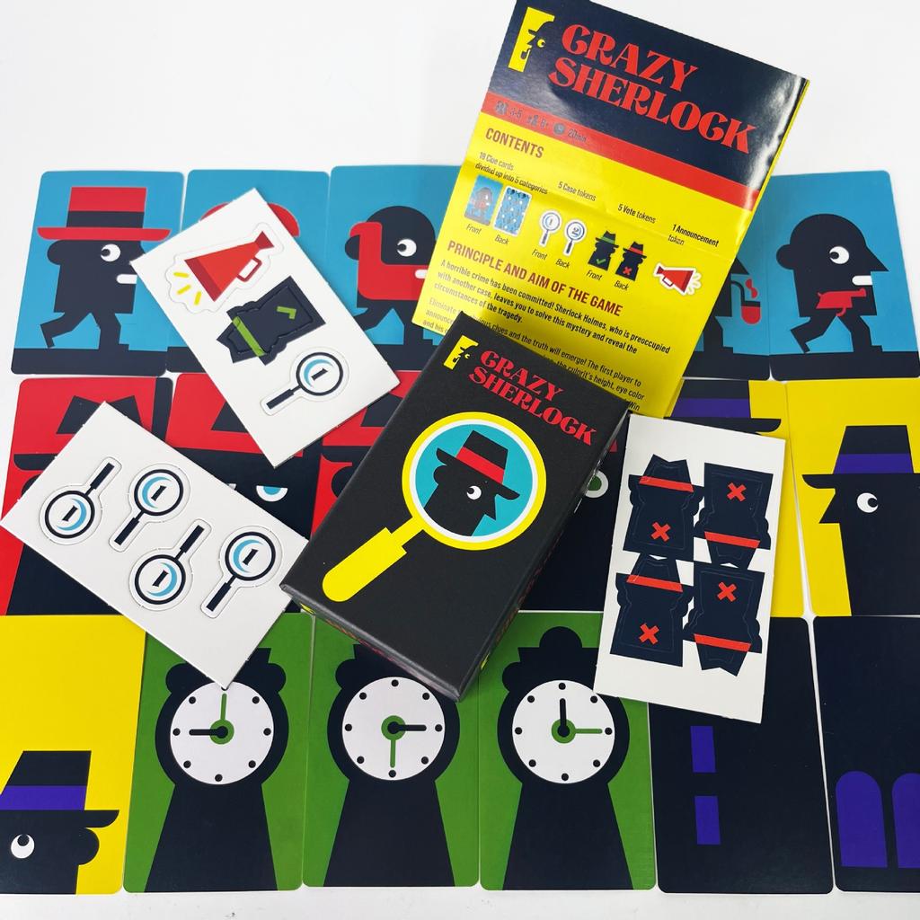 Crazy Sherlock Card Game Instant Fun Minimalist Style Family Game