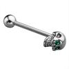 Stainless Steel CZ Gem Skull Silvery Tongue Barbell Ring Bar Body Piercing