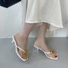 Fashion New In Summer Fashion Metal Ladies Low Heel Slippers Shoes Beach Female Flip Flops Sandals Women Heeled Slippers Slides Pumps