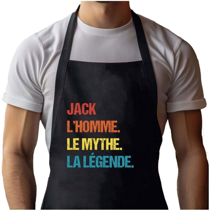 Tablier de cuisine - Jack Mythe Légende Vintage - Noir - Impression bretonne - Coton résistant