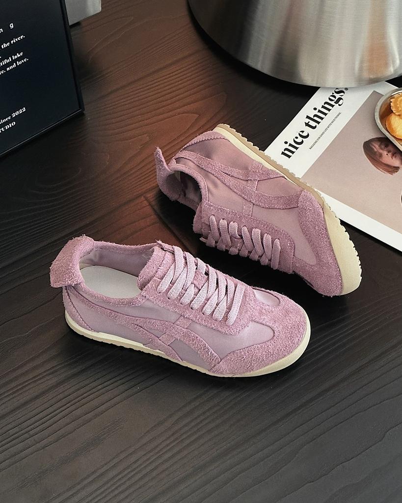 2025 spring new matte leather German training shoes women's retro flat-bottomed lace-up Forrest Gump shoes casual sports shoes