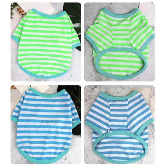 Dogs Striped T-Shirt Pet Round Neck Tee Shirt Short Sleeve Casual Pullover Puppy Apparel for Small Medium Dogs