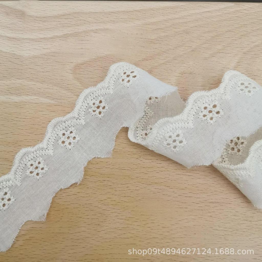 Classic Lace Accessories Flower Embroidery Cotton Hollow Wave Fabric