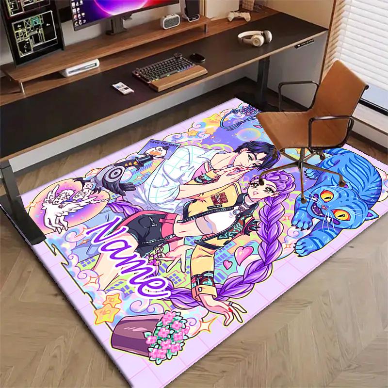 Custom KPop Demon Hunters Mat Personalized Name, Polyester Washable Indoor Entryway Rug, Gift for Christmas, Easter, Thanksgiving Day