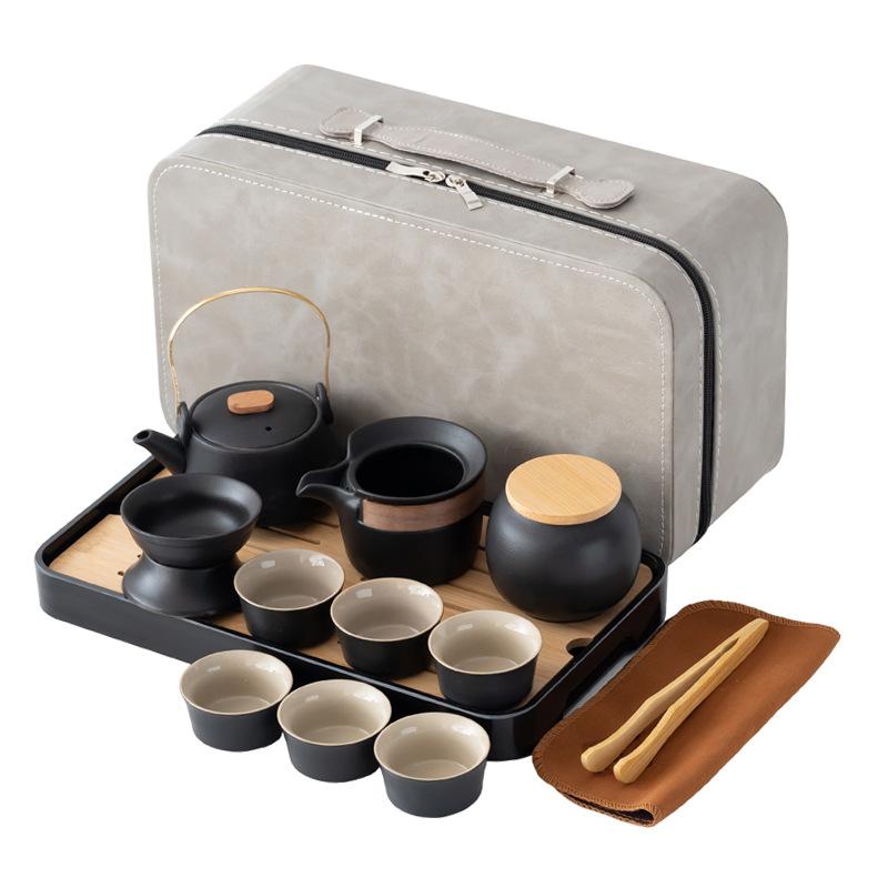 

Tea set Household living room Chinese simple office ceramic black pottery brewing teapot tea cup The whole set of kung fu tea set