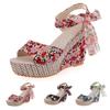 Premium Quality Women Boho Beach Sandals With Floral Wedge Heels For Summer Style