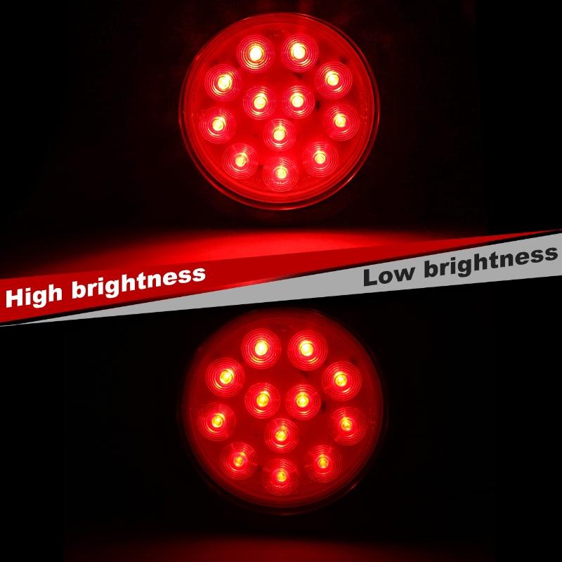 2/4pcs 4 Inch 12 LED Stop Turn Tail Brake Light Round Waterproof Tail Light for Trailer Truck