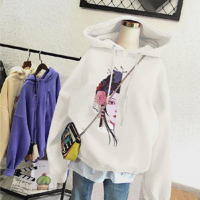 Women's Autumn/Winter Loose Hooded Sweater - Plus Velvet, Thickened, 250g, Official Colors