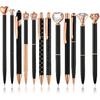 Colarr 12 Pcs Ballpoint Pens Set Metal Crystal Diamond Pen for Journaling Black Ink Ballpoint Pens Liquid Sand Glitter Pen Fancy Pens Gifts for Woman