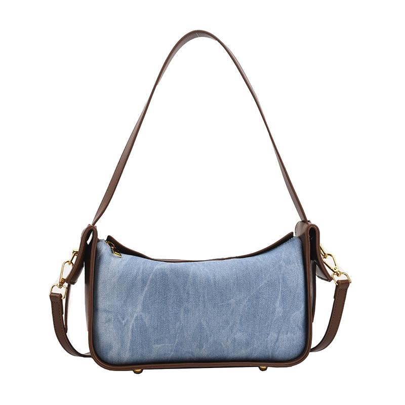 Quality Denim Shoulder Bags For Women Contrast Color Underarm Hobo Bag  New Fashion Crossbody Purses And Handbag