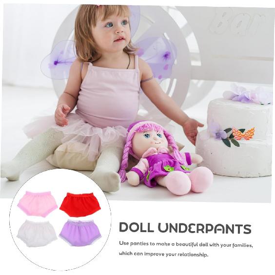 Vaguelly Baby Doll Diapers Underwear 4pcs Doll Underpants Doll Cloth Accessories for 18 Inch Baby Dolls and American Doll Stuffed Animal Clothes