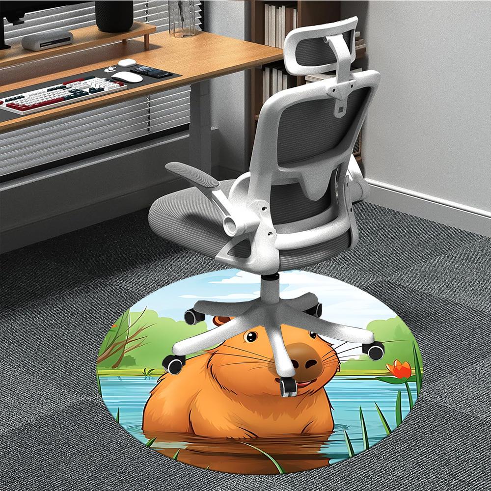 

1pc Capybara, Nature Chair Carpet for Office, Soft Comfortable Mat For Office, Living Room, Bedroom, Machine Washable Carpet yy251112049 80cm by 80cm