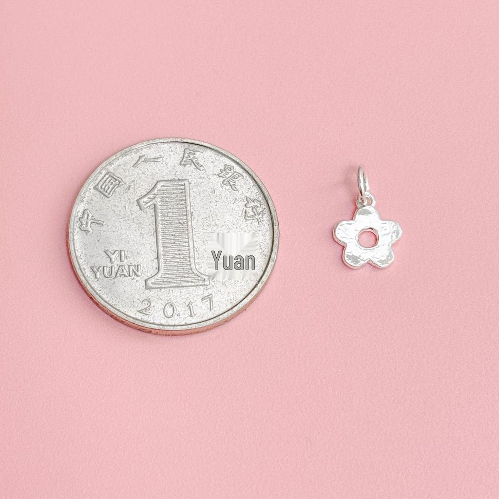 Sterling Silver Flower Pendant: Chinese Style Handmade Crystal Bracelet & Necklace Charm for DIY Beading & Rope Weaving.