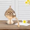 Arzător de tămâie Dhuna Loban din alamă, Arzător de tămâie Dhooni Dhoop Dani rotund, Suport de tămâie din alamă de masă pentru Loban, Dhoop Dani elegant și tradițional