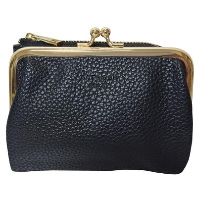 Fecho Bifold Coin Grande Bonito Mini Cartão Bill R75 SB Preto [Cross Marberry] Carteira Feminina, Bolsa, Compacta, Pequena, Capacidade, Carteira, Carteira, Fecho,