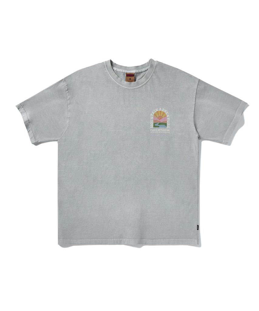 Peullukeu Sunrise Crack Pigment Short Sleeve T-Shirt Light Gray Fst738
