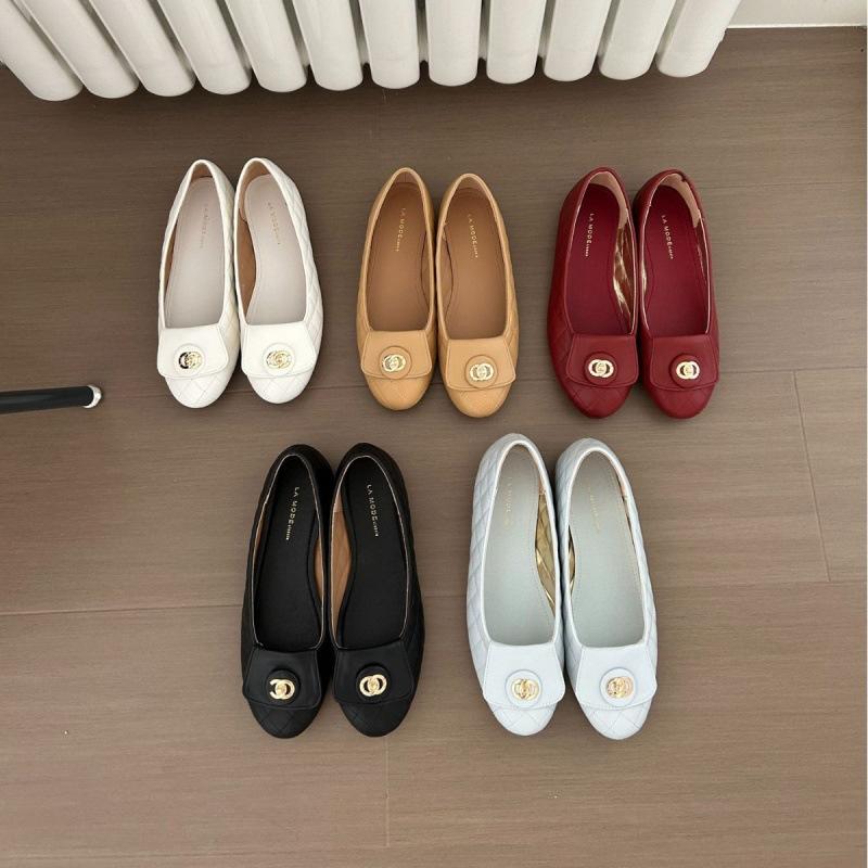2025 Spring and Autumn New Fashion Round Head Shallow Mouth Flat Bottom Gold Buckle Diamond Single Shoes Small Fragrant Comfortable Women's Shoes