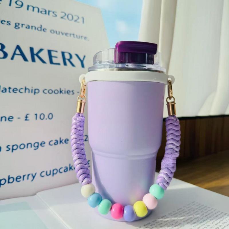 For Stanley Tumbler Strap Holder Dopamine Colored Cream Portable Lanyard Cup Sleeve Suitable 6-10cm Cup Mouth Thermo Accessories