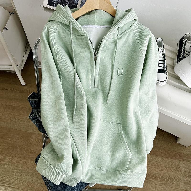 Felpa Sportiva Donna Con Cappuccio Corto E Zip: Giacca In Pile Morbida Taglie Forti, Felpa Con Tasche, Pullover Casual Autunno Inverno