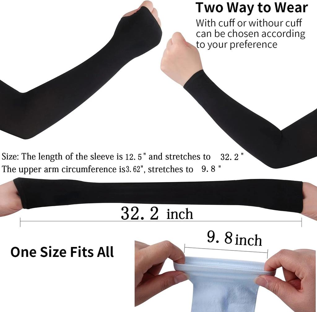 1Pair Sun Protection Sleeves Uv Cooling Arm Men Women Sports With Thumb Hole For Driving, Golfing, Fishing, Cycling, Hiking