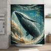 Whale Print Shower Curtain Waterproof Fabric Home Decor Bath Shower Cura Duvet Cover Underwater World Ocean Marine Life Artistic