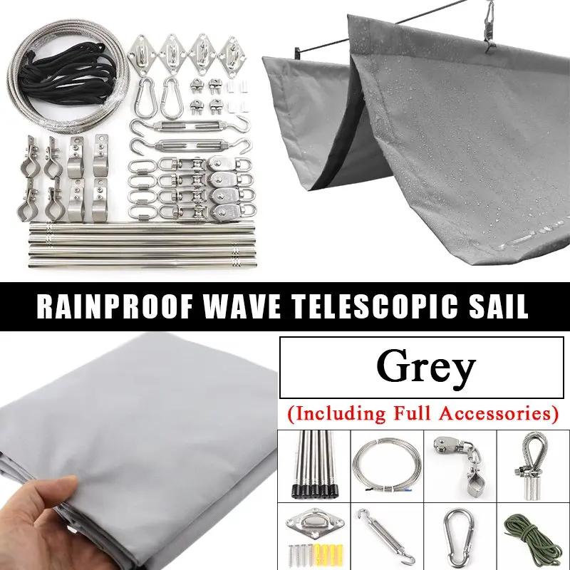 Grey Waterproof Telescopic Sunshade Net Garden Gazebo Canopy Pergola Sun Shelter Polyester Fabric Sunshade Sail Outdoor Awning