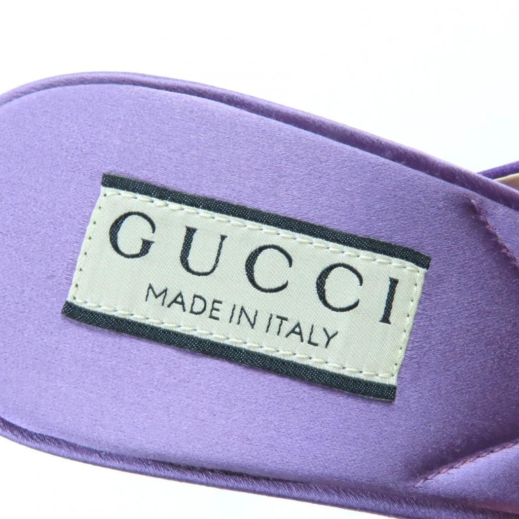 Excellent GUCCI Mule Horsebit Crystal Satin Purple Satin Women 38 771594 Used