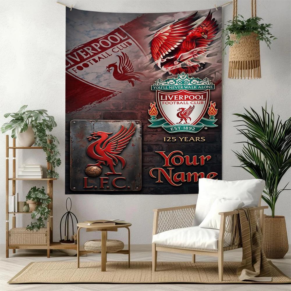 Liverpool FC Custom Jouw Naam Wanddecoratie Wandkleed Kunst Voor Huisdier Herdenking Verjaardag Bruiloft Feest Achtergrond Familiecadeau