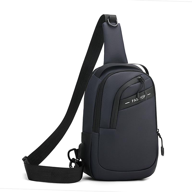 Sporty Men's Waterproof Sling Bag - USB Power Bank Port + Multi-Compartment Chest Pack (Anti-Sweat & Durable Design)