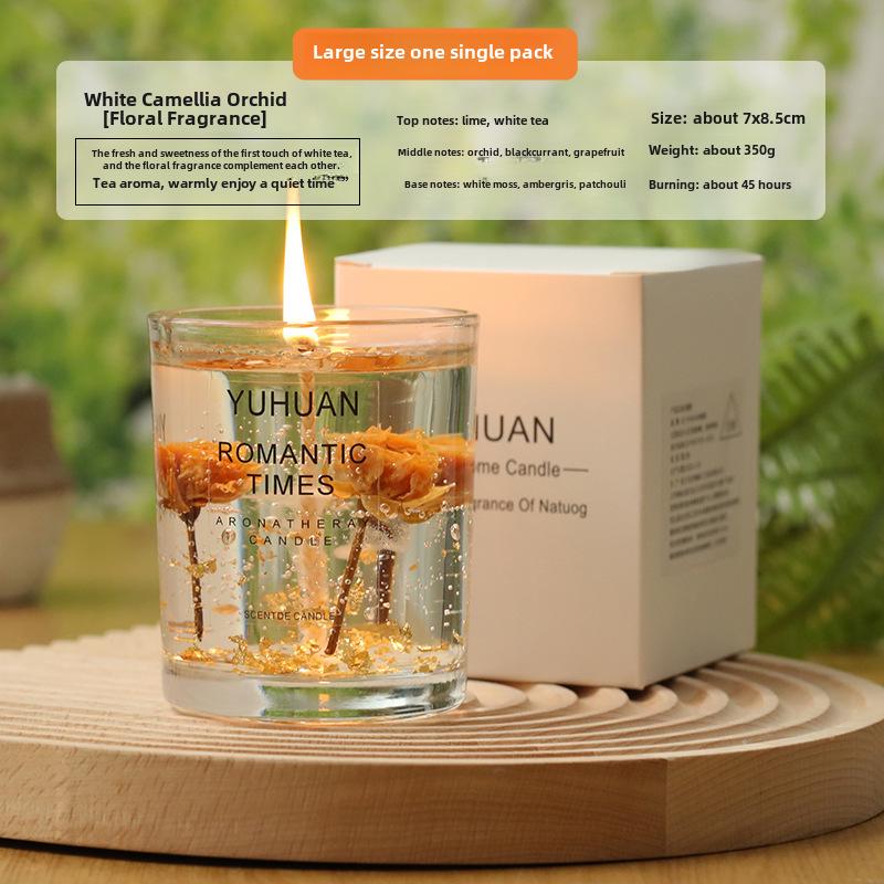 DIY Real Flower Jelly Scented Candle Cup - Creative Souvenir Gift for Girls' Bedroom with Long-Lasting Fragrance.