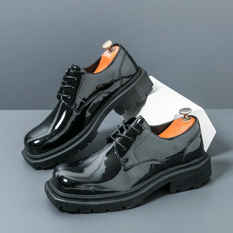 

Classic Derby Shoes for Europe Men Thick soled Breathable Big Head Leather Shoes British Busines Office Shoes Size 38-45 45 чёрный