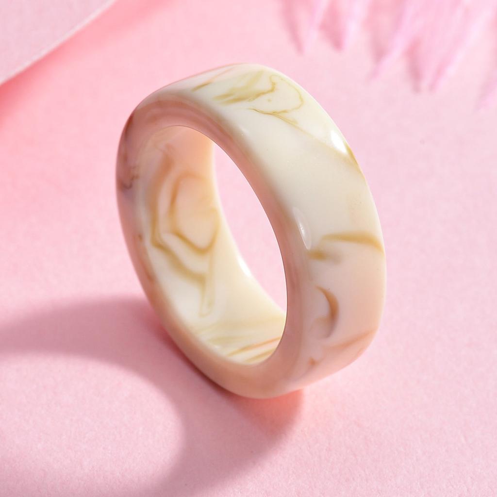 Hot Charm Colorful Transparent Rings Marble Pattern Geometric Resin Acrylic Rings for Women Jewelry Travel Gifts