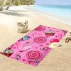 Pink Candy and Cupcake Pattern Beach towel quick-drying for travel outdoor sports jogging beach and swimming