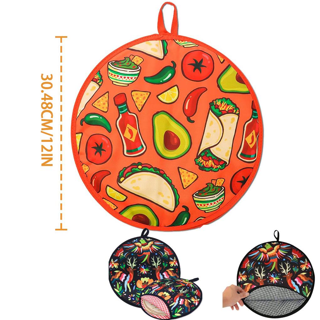 Výrobník tortill 12 palců Izolovaný látkový ohřívač na taco Držák na kukuřičné moučné tortilly Mikrovlnná trouba