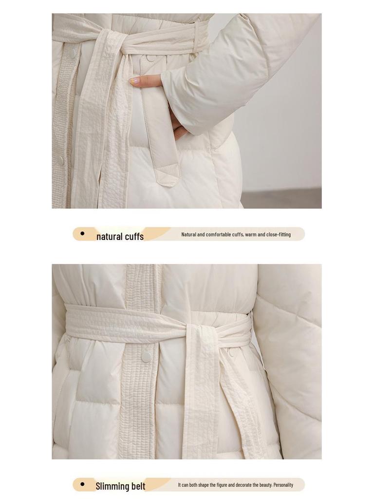 Maillard Women's Mid-Length Hooded Down Coat - Thick, Cold-Proof Winter Outerwear